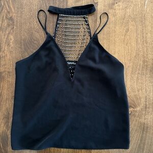 Unique Express Women’s XS Black Going Out Halter Top with Crystal Neckline